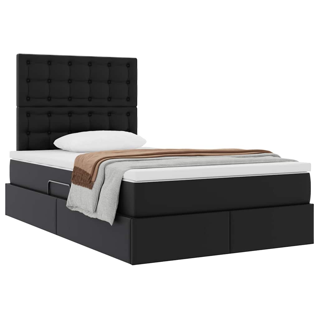 Krevet s od storage s madracem Crna 120 x 190 cm Lažna koža