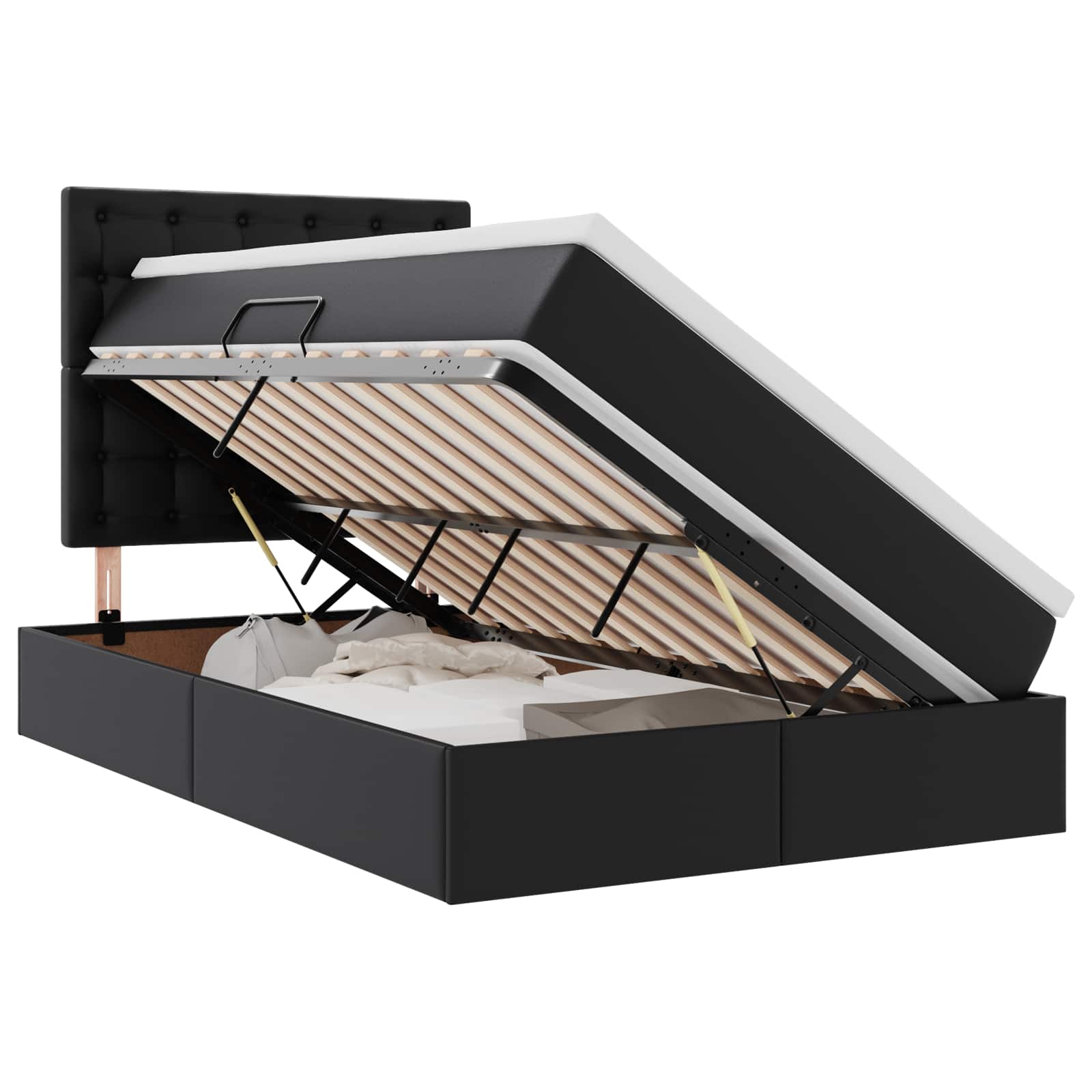 Krevet s od storage s madracem Crna 120 x 200 cm Lažna koža