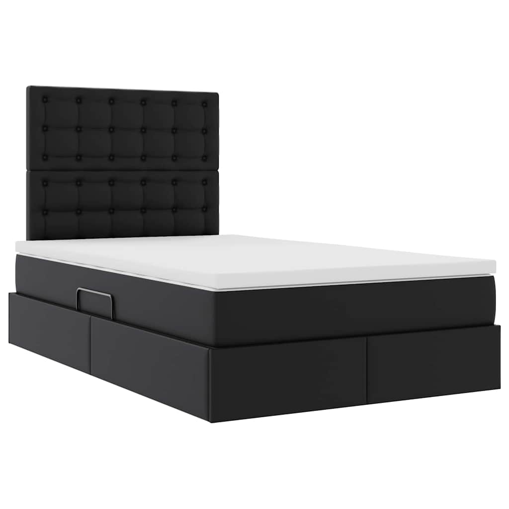 Krevet s od storage s madracem Crna 120 x 200 cm Lažna koža