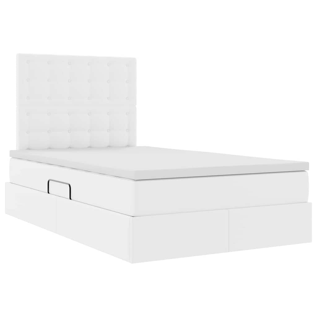 Krevet s od storage Čista bijela 120 x 200 cm Lažna koža