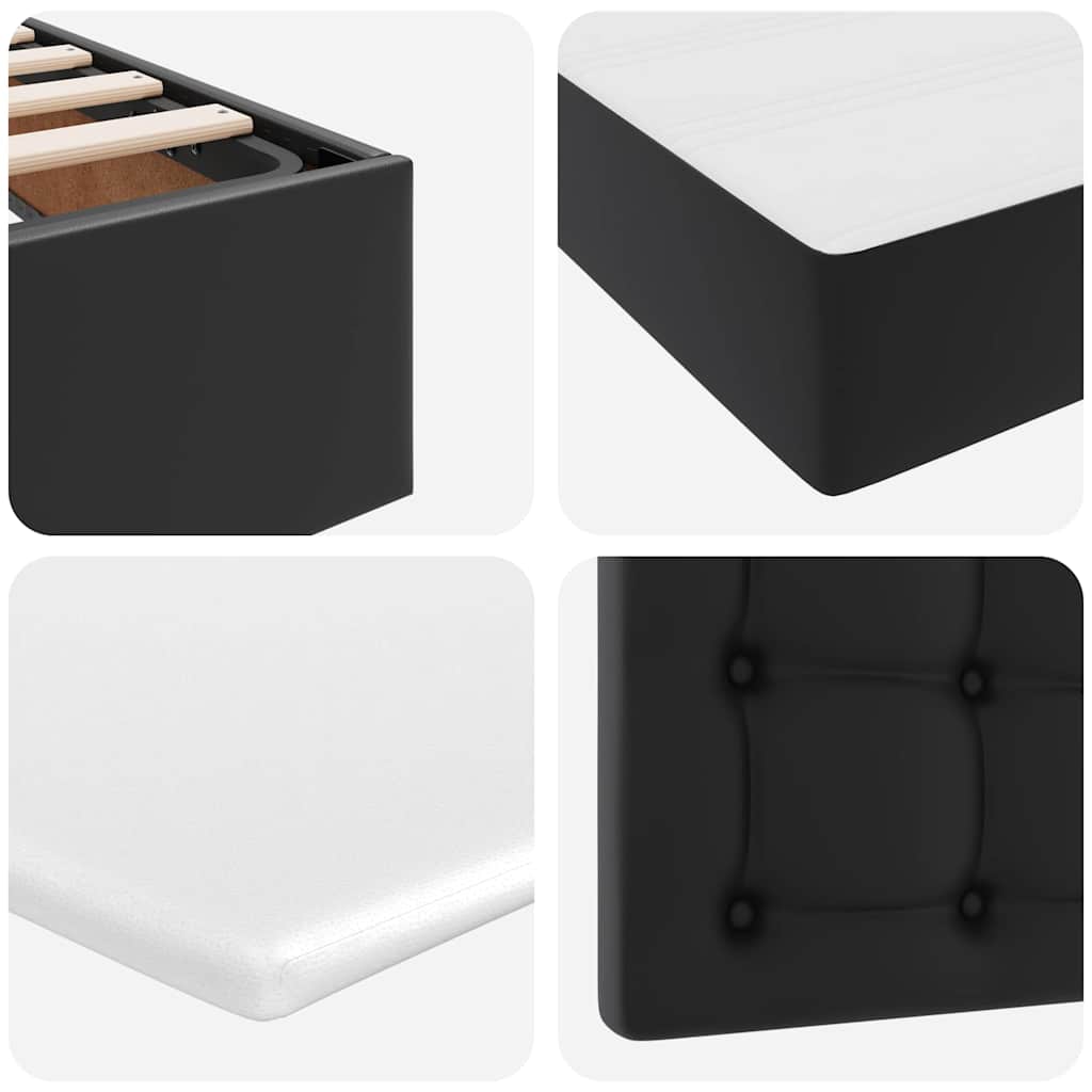 Krevet s od storage s madracem Crna 140 x 190 cm Lažna koža