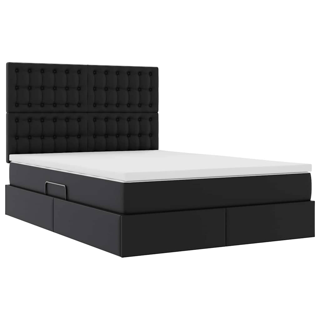 Krevet s od storage s madracem Crna 140 x 190 cm Lažna koža