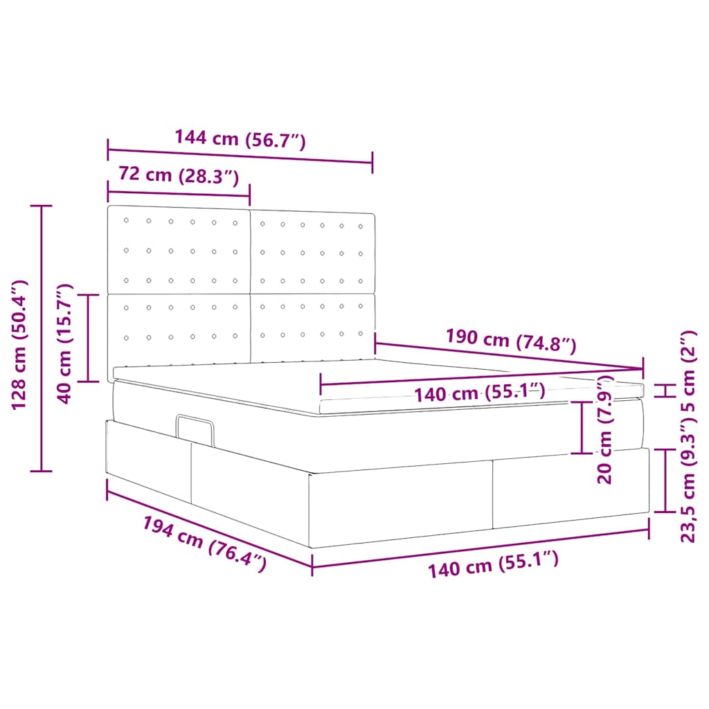 Krevet s od storage Čista bijela 140 x 190 cm Lažna koža