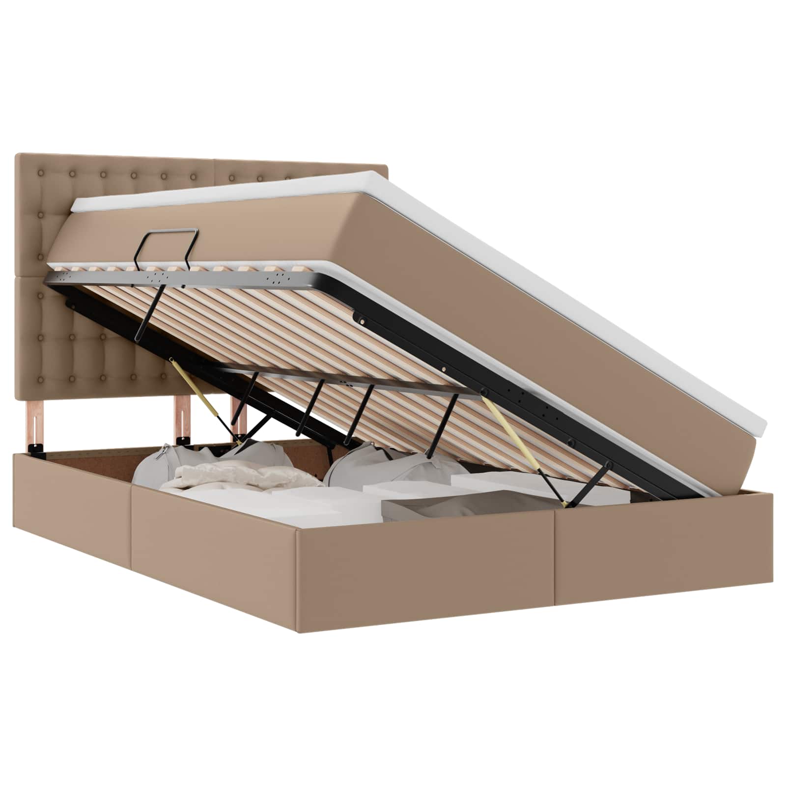 Krevet s od storage s madracem Kapućino 140 x 190 cm Lažna koža