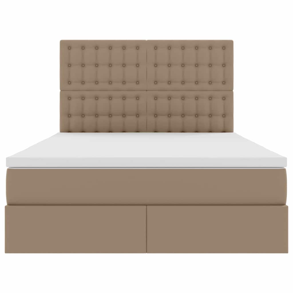 Krevet s od storage s madracem Kapućino 140 x 190 cm Lažna koža