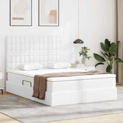 Krevet s od storage Čista bijela 140 x 200 cm Lažna koža