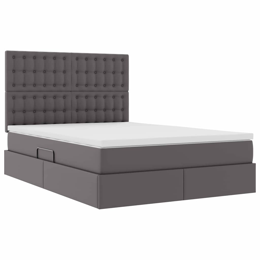 Krevet s od storage s madracem Siva 140 x 200 cm Lažna koža