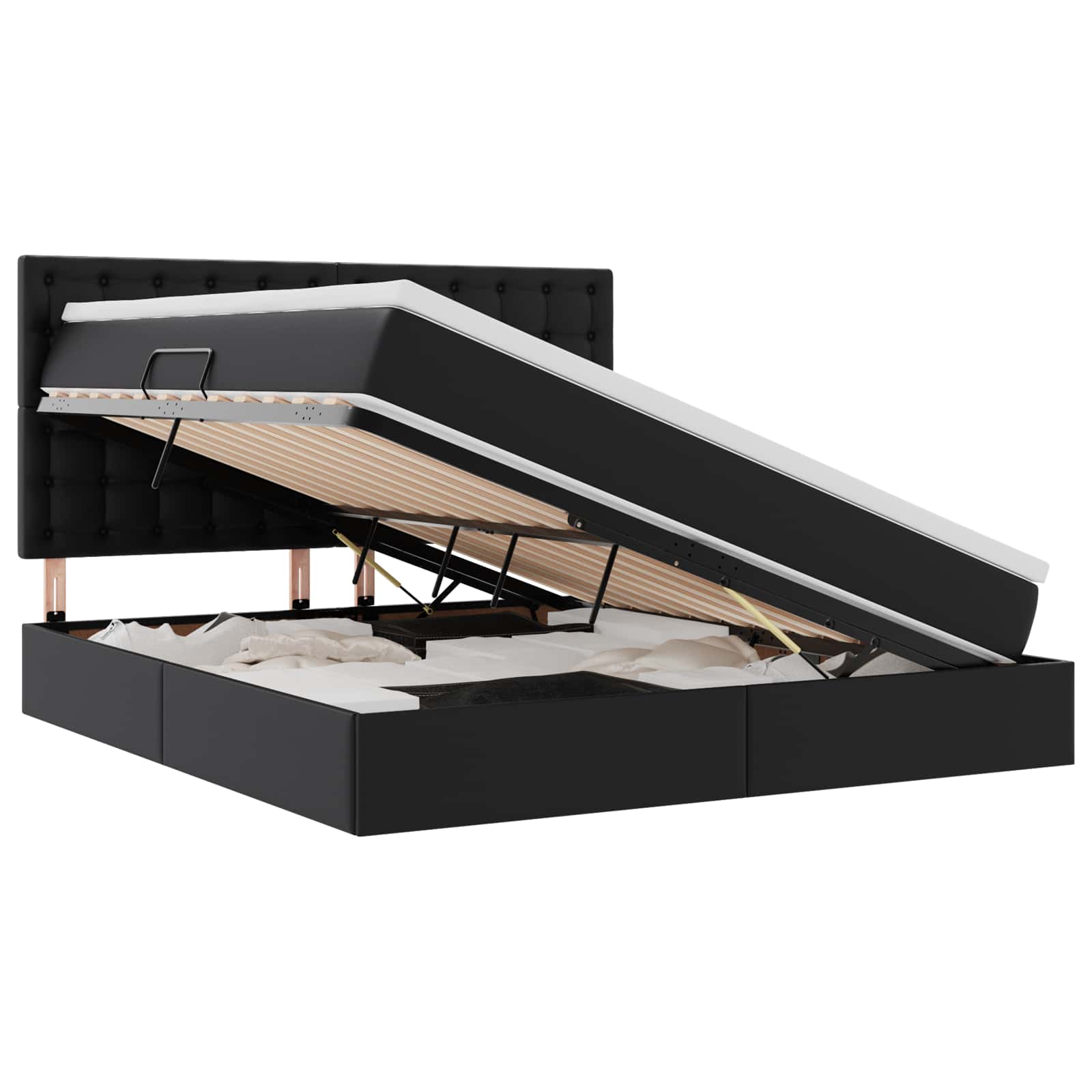 Krevet s od storage s madracem Crna 160 x 200 cm Lažna koža