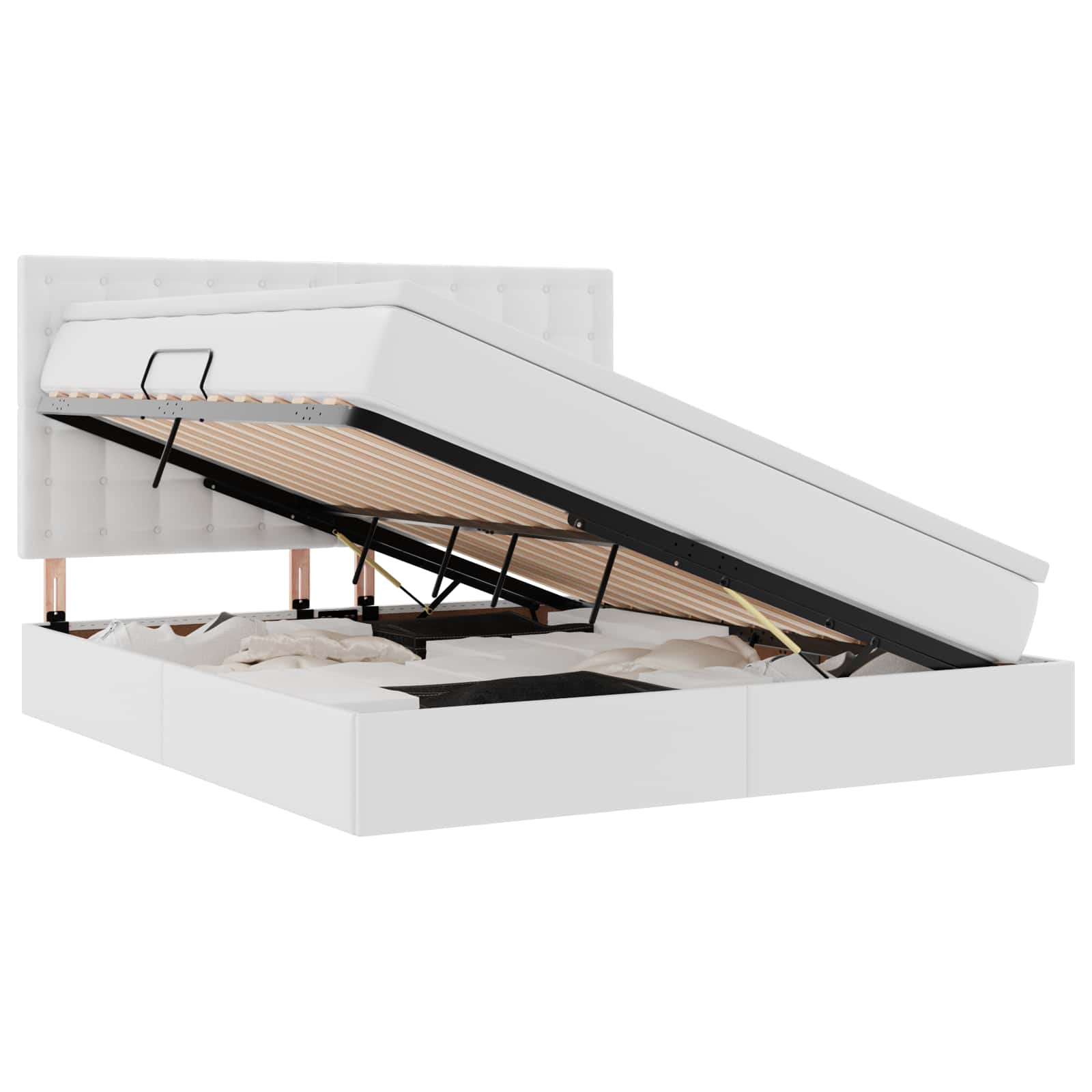 Krevet s od storage Čista bijela 160 x 200 cm Lažna koža
