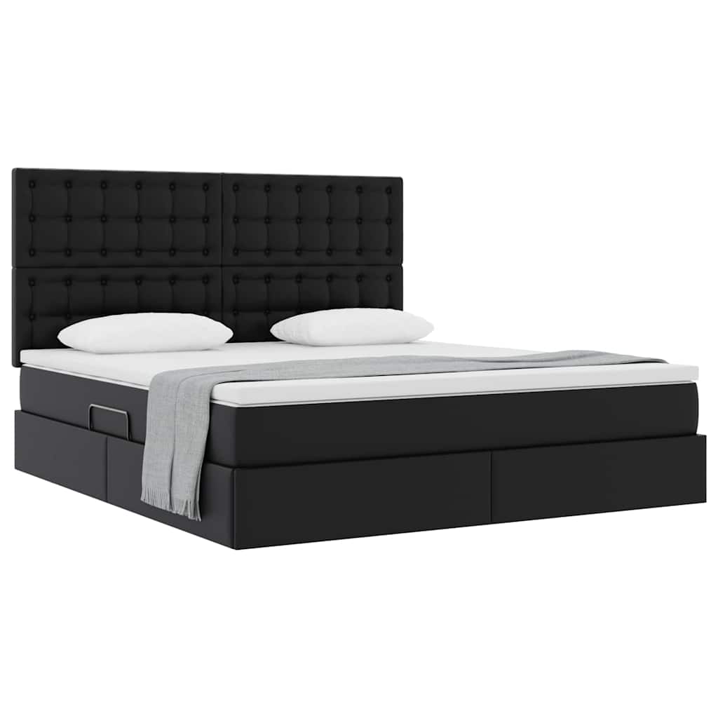 Krevet s od storage s madracem Crna 180 x 200 cm Lažna koža