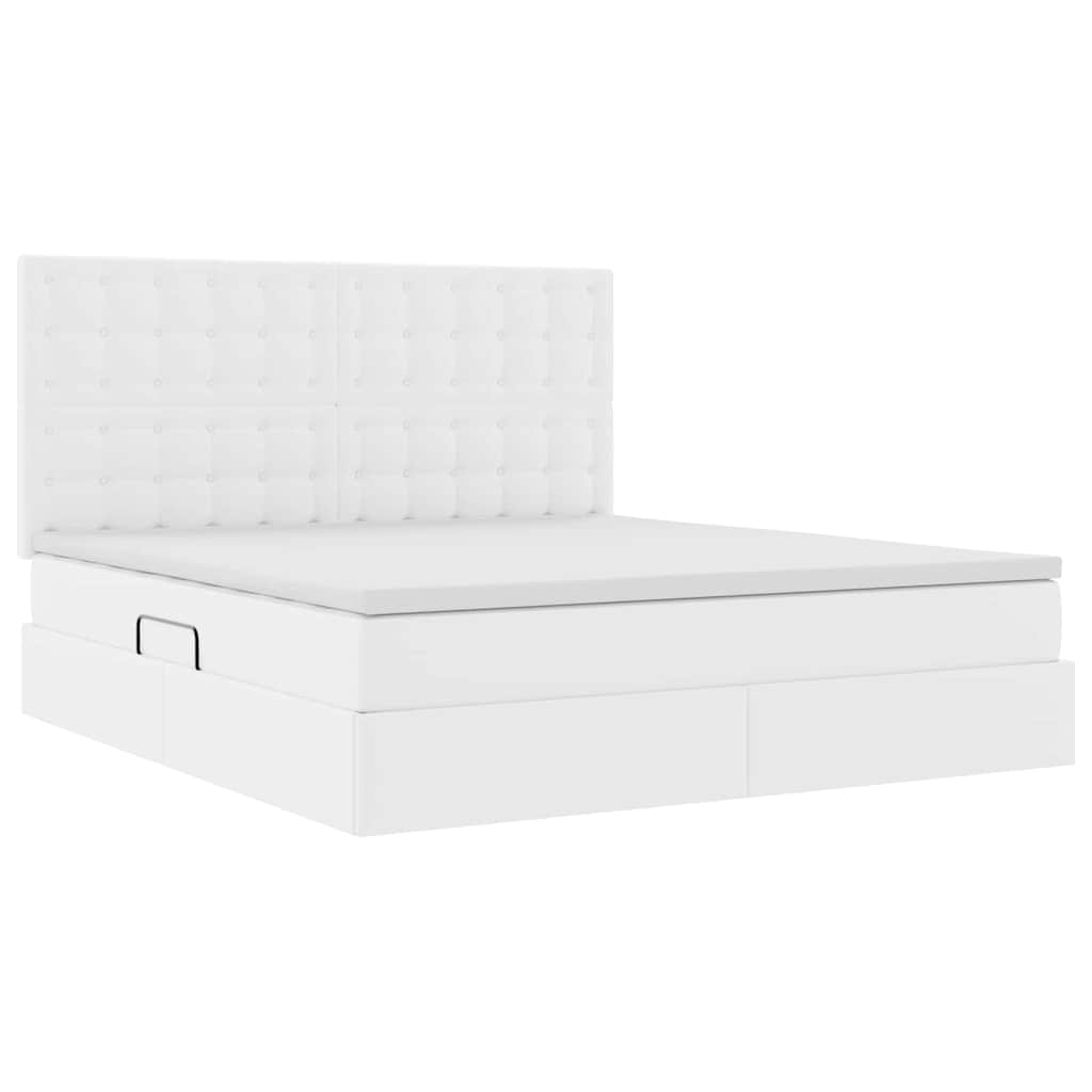 Krevet s od storage Čista bijela 180 x 200 cm Lažna koža