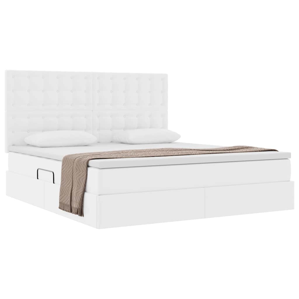Krevet s od storage Čista bijela 180 x 200 cm Lažna koža