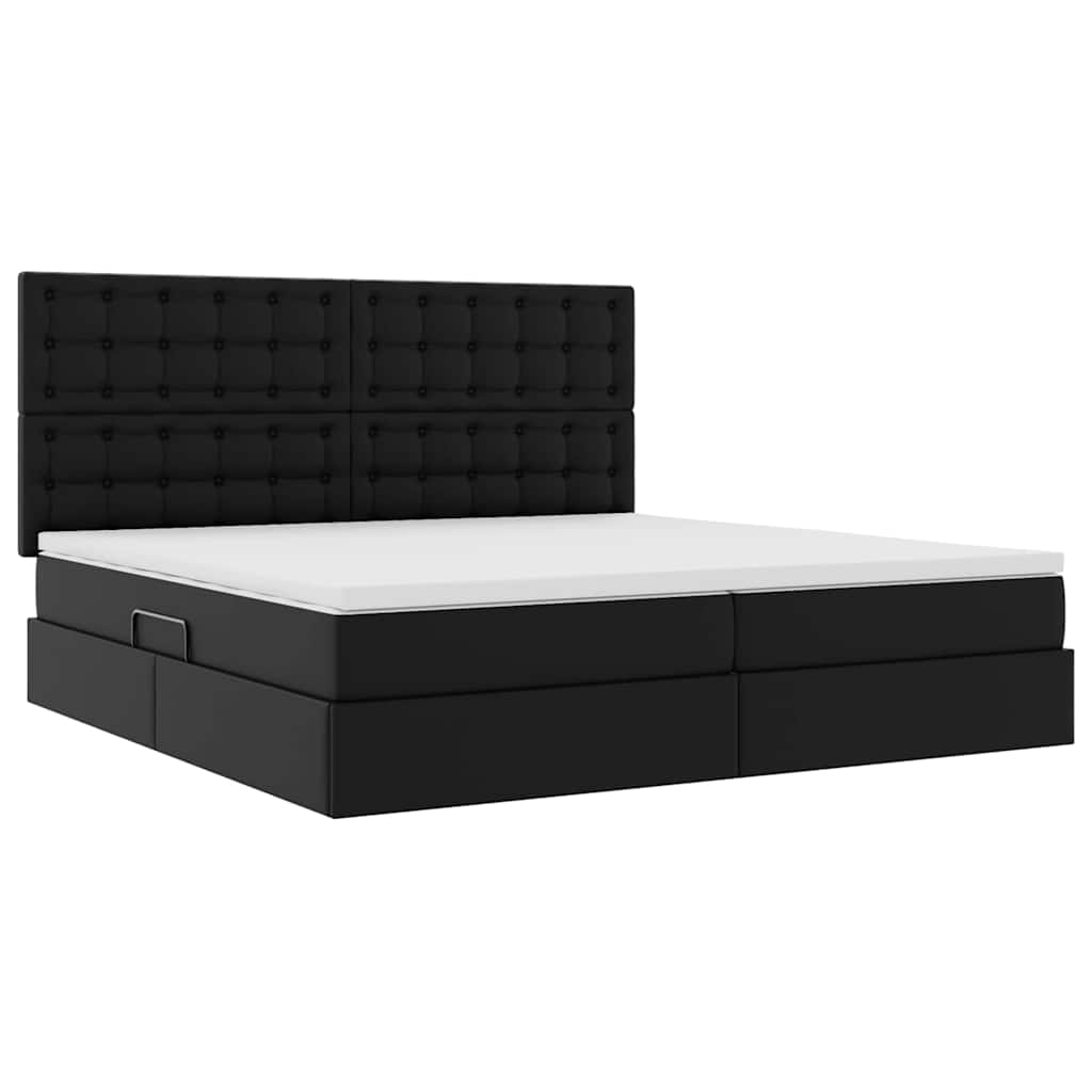Krevet s od storage s madracem Crna 200 x 200 cm Lažna koža