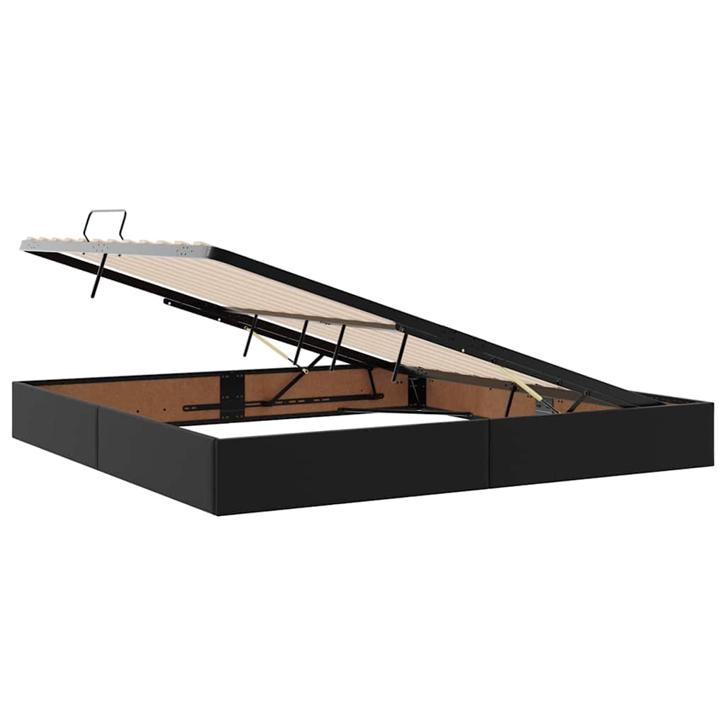 Krevet s od storage s uzglavljem Crna 200 x 200 cm Lažna koža