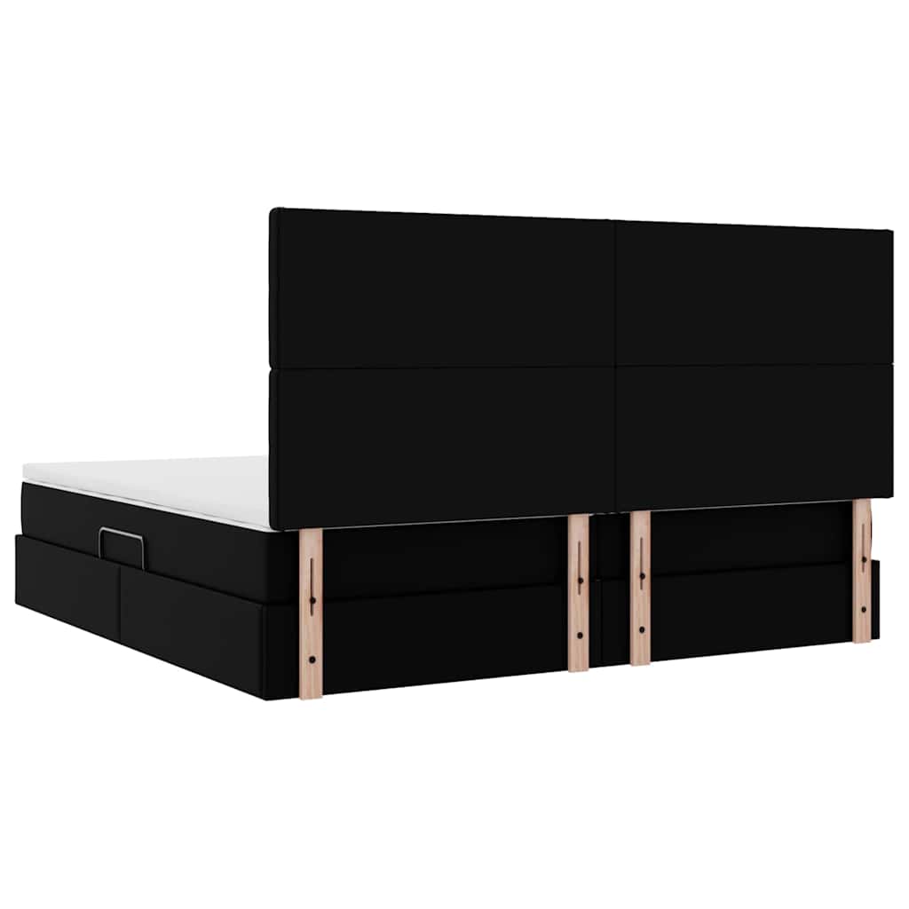 Krevet s od storage s madracem Crna 200 x 200 cm Lažna koža