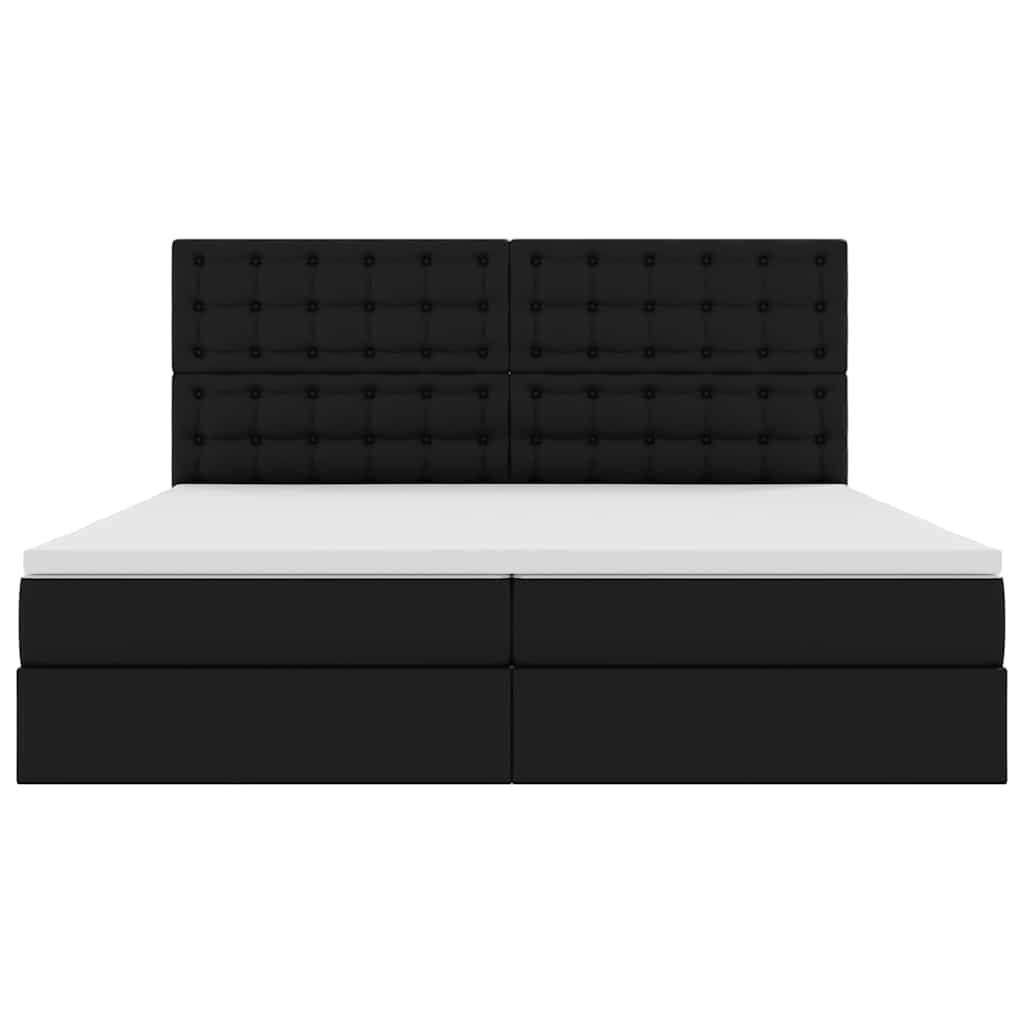 Krevet s od storage s uzglavljem Crna 200 x 200 cm Lažna koža