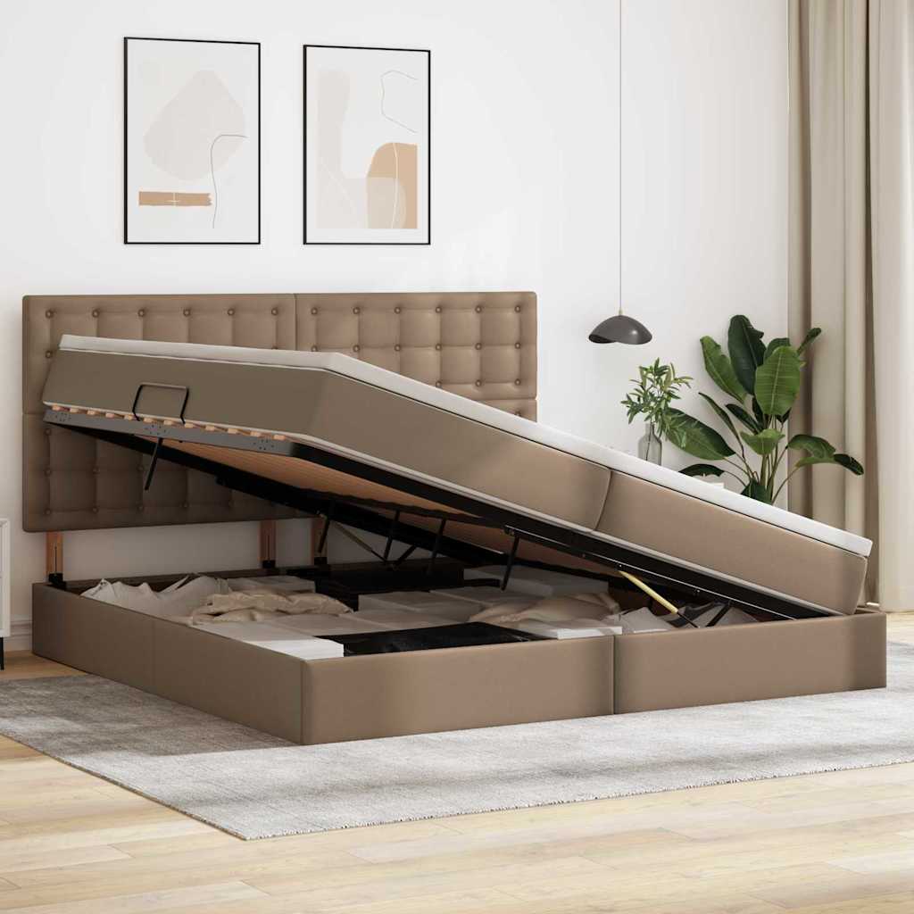 Krevet s od storage s madracem Kapućino 200 x 200 cm Lažna koža