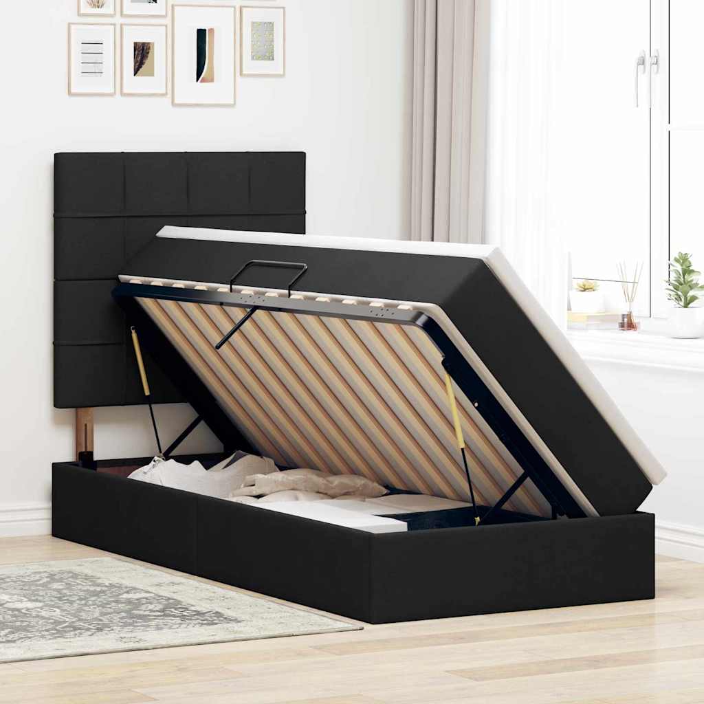 Krevet s madracem i skladištem Crna 90 x 190 cm Poliester