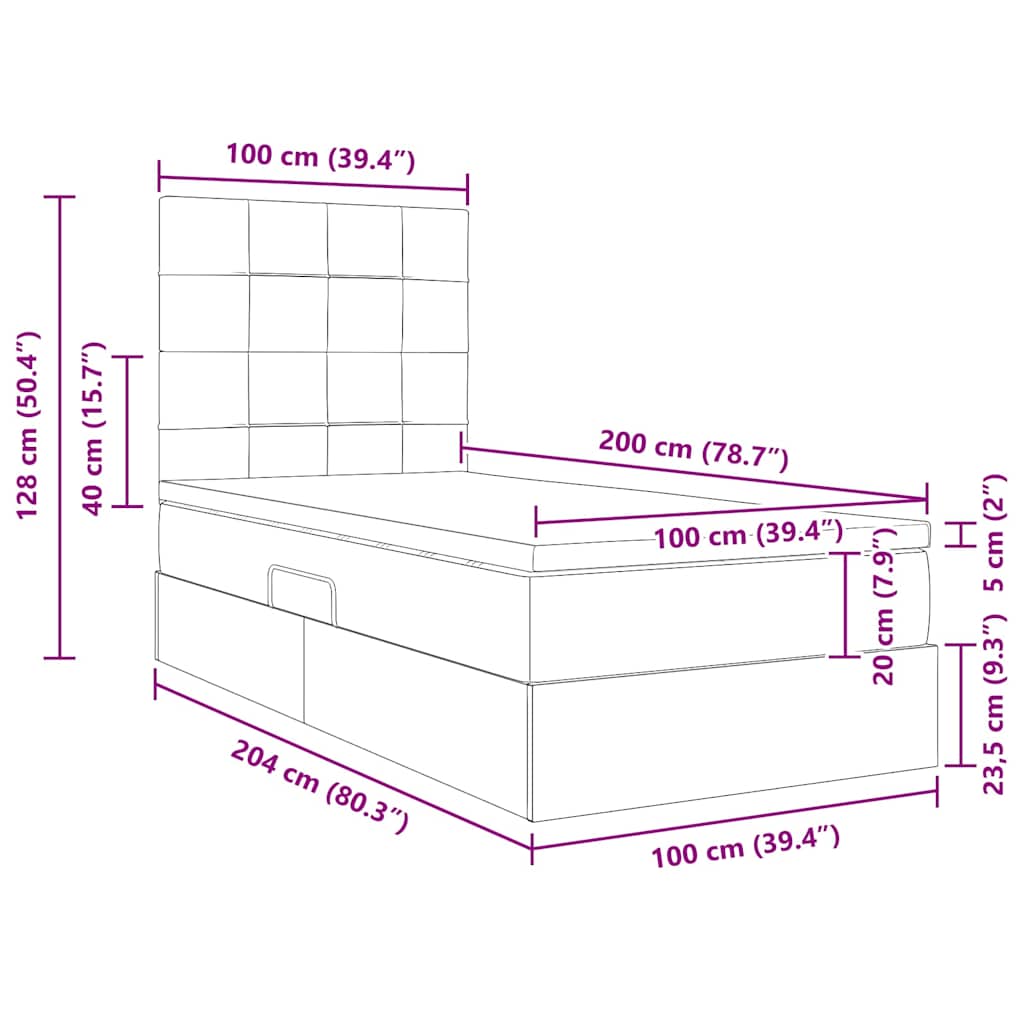 Krevet s madracem i skladištem Plava 100 x 200 cm tkanina