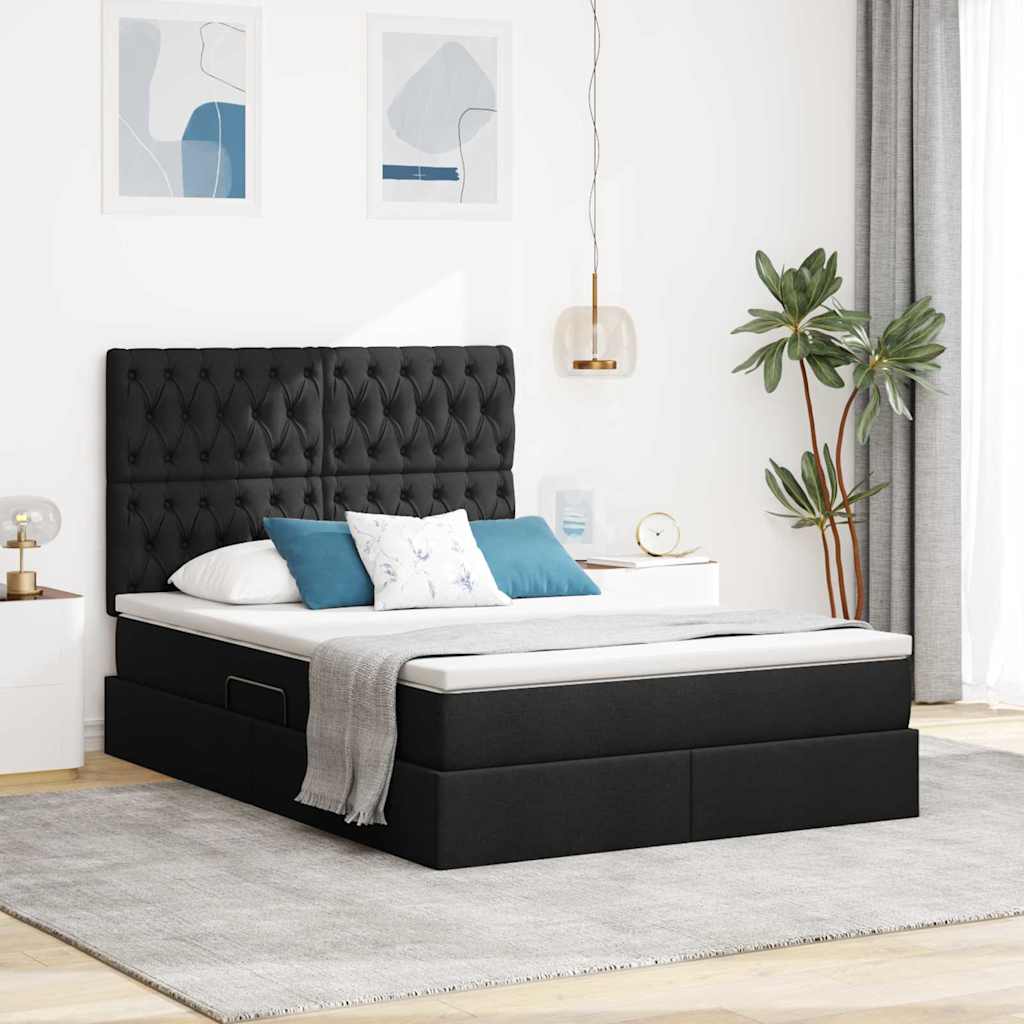 Krevet s madracem i skladištem Crna 140 x 190 cm Poliester