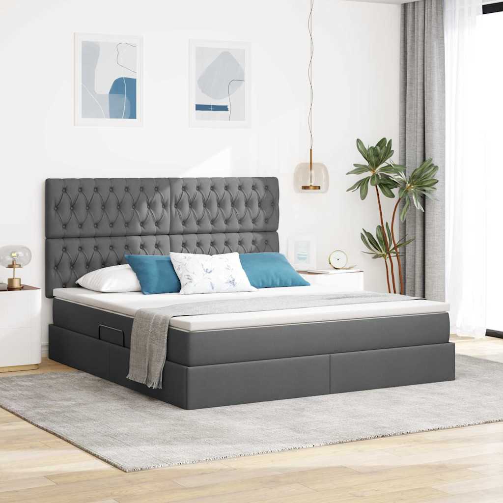 Krevet s madracem i skladištem Tamno siva 180 x 200 cm