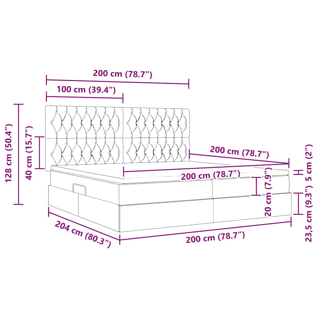 Krevet s madracem i skladištem Crna 200 x 200 cm Poliester