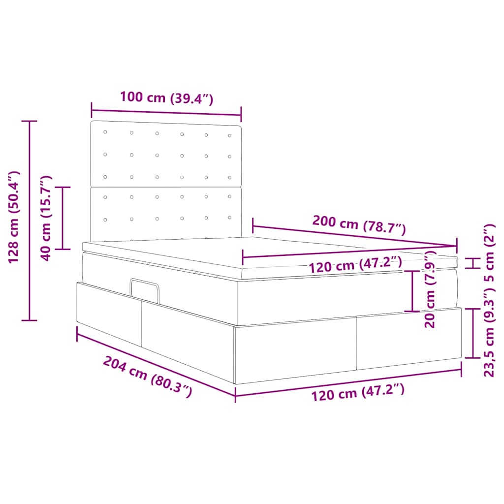 Krevet s madracem i skladištem Plava 120 x 200 cm Poliester