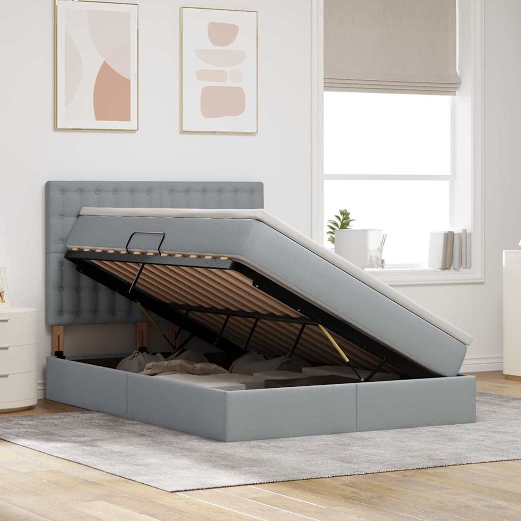Krevet s madracem i skladištem Svijetlo siva 140 x 190 cm