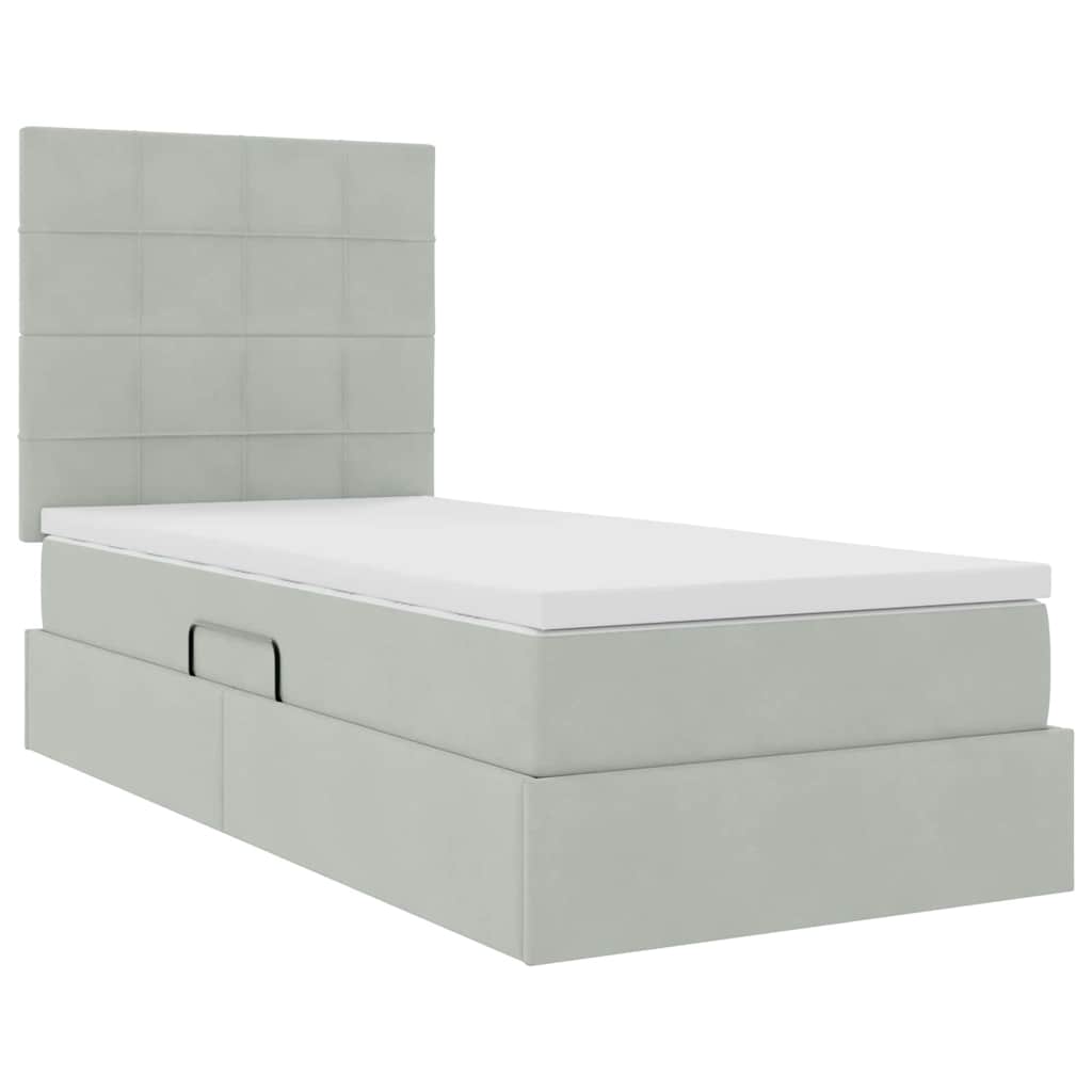 Krevet s madracem i skladištem Svijetlo siva 90 x 190 cm Baršun