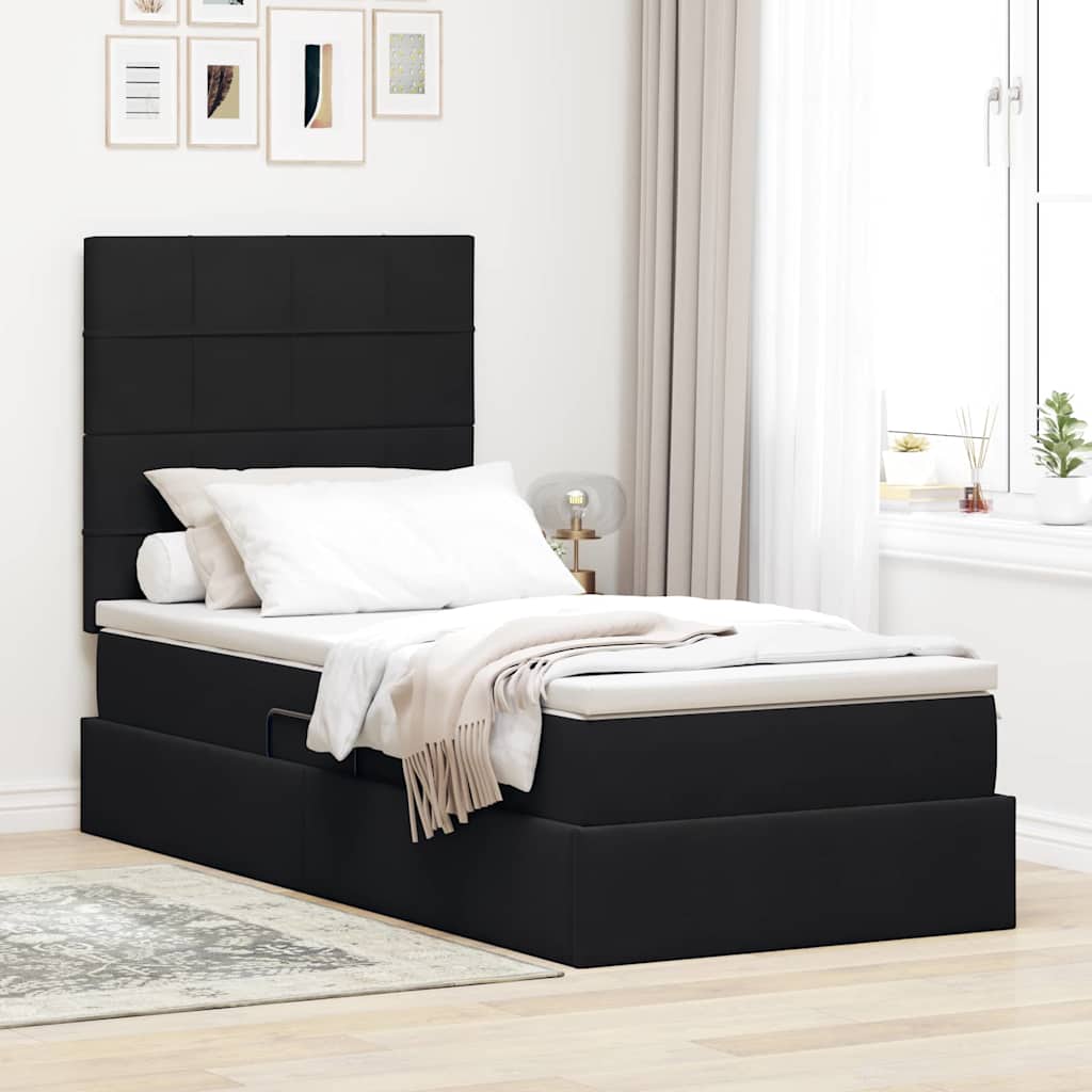 Krevet s madracem i skladištem Crna 90 x 190 cm Baršun