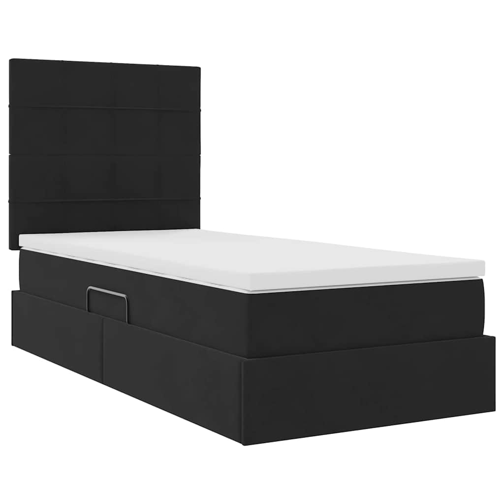 Krevet s madracem i skladištem Crna 90 x 190 cm Baršun