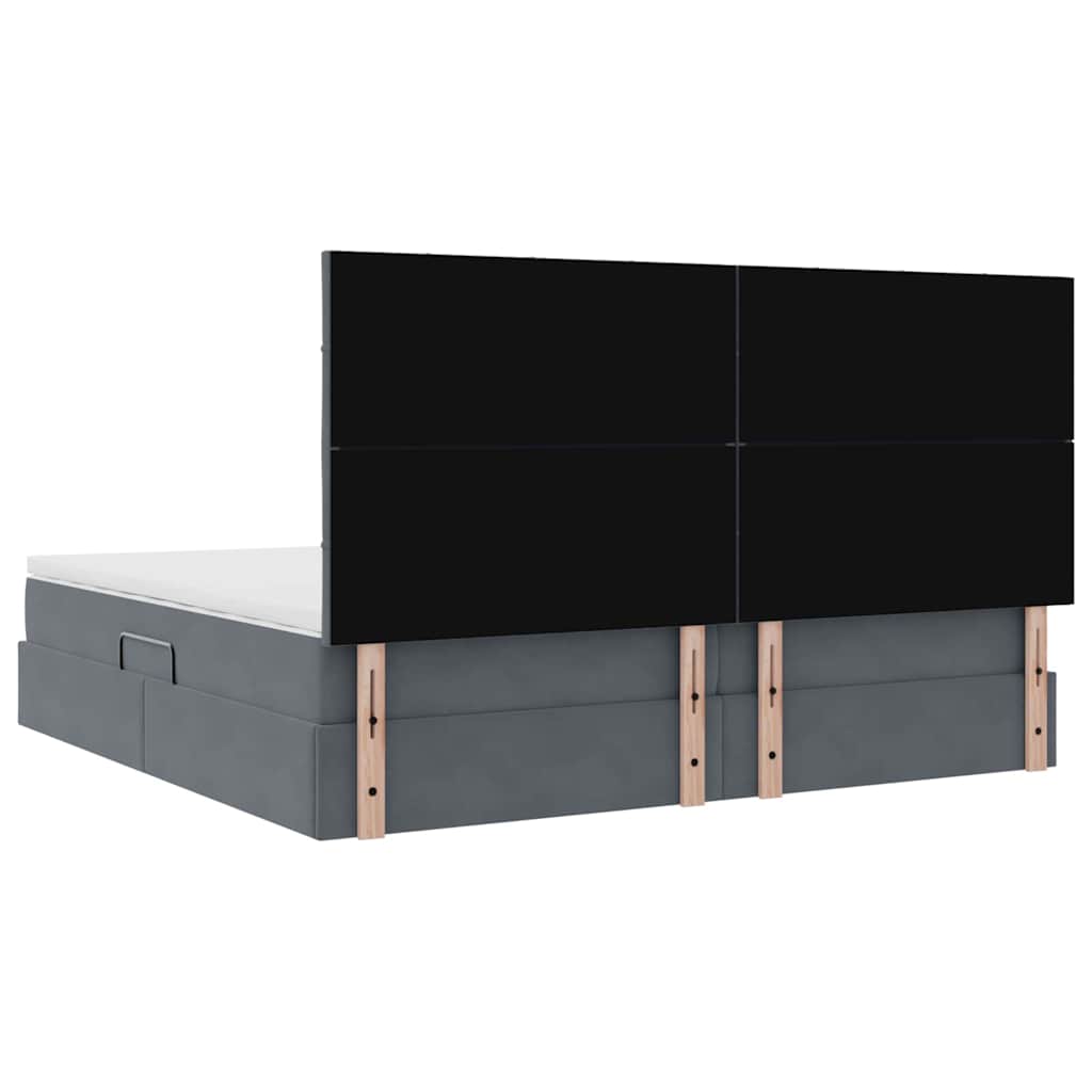 Krevet s madracem i skladištem Tamno siva 200 x 200 cm Baršun