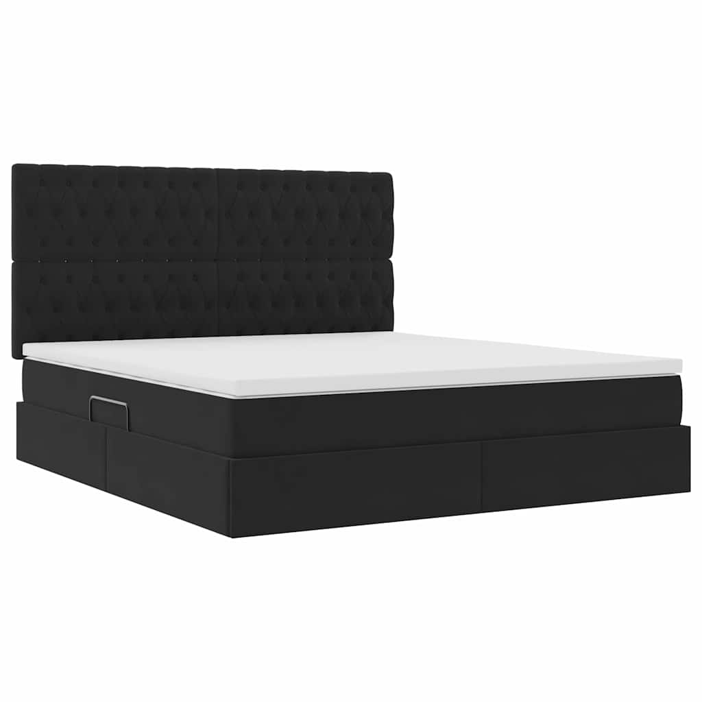 Krevet s madracem i skladištem Crna 160 x 200 cm Baršun