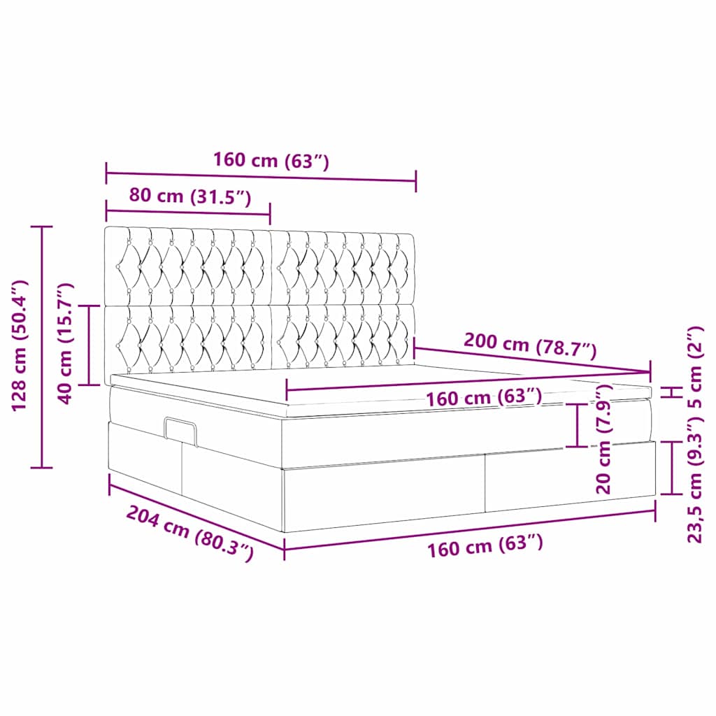 Krevet s madracem i skladištem Crna 160 x 200 cm Baršun