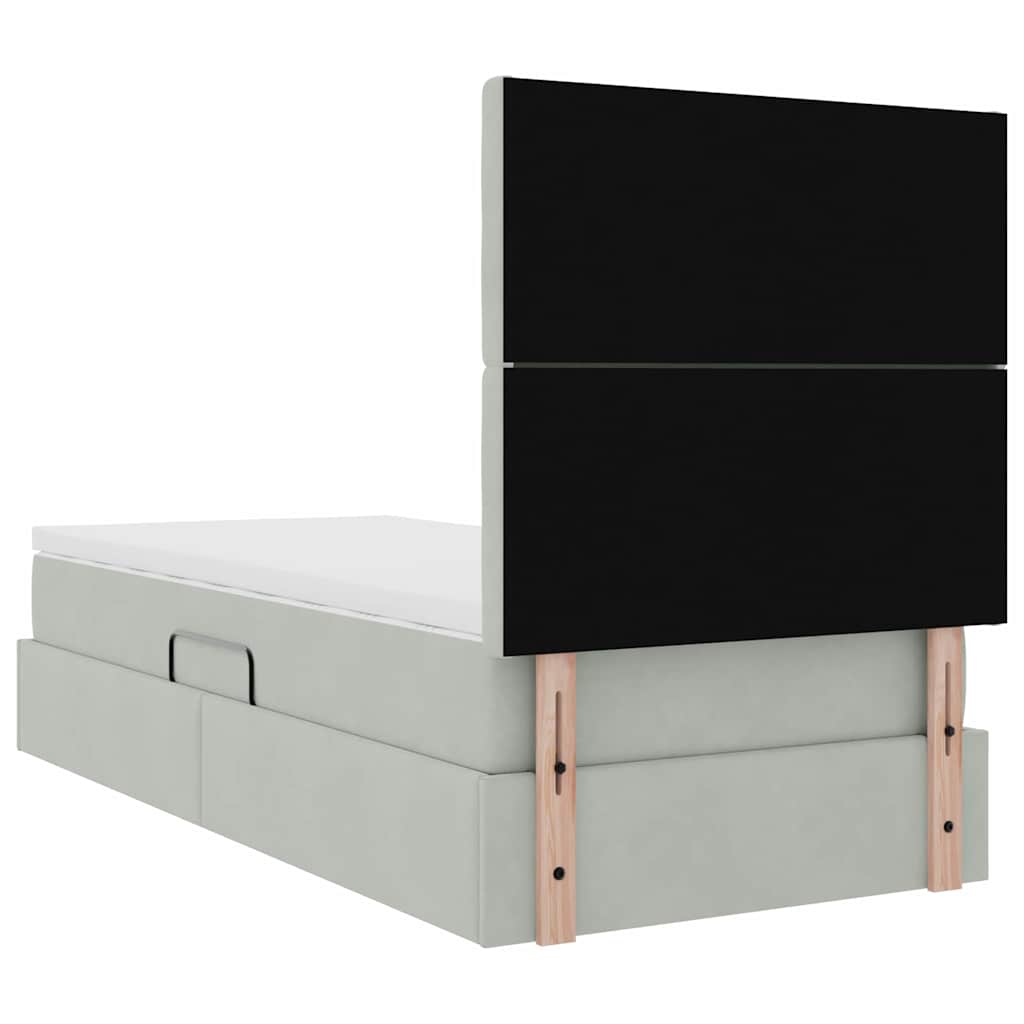 Krevet s madracem i skladištem Svijetlo siva 90 x 190 cm Baršun