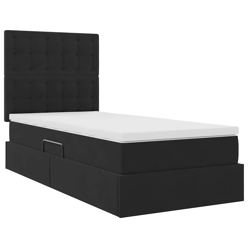 Krevet s madracem i skladištem Crna 90 x 190 cm Baršun