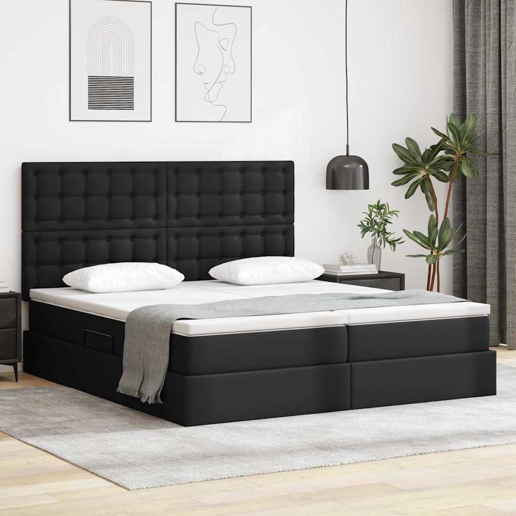Krevet s madracem i skladištem Crna 200 x 200 cm Lažna koža