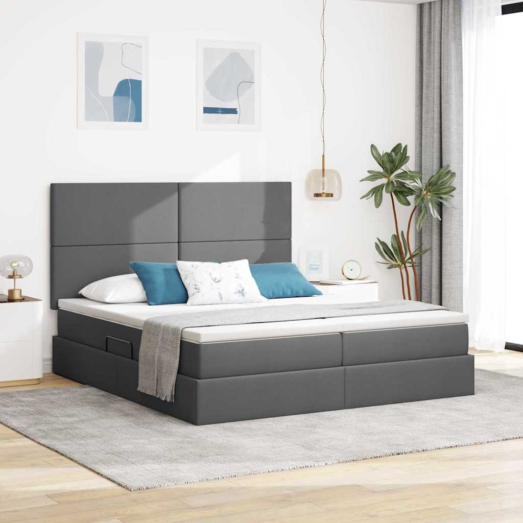 Krevet s od storage s uzglavljem Tamnosiva 180 x 200 cm Tkanina