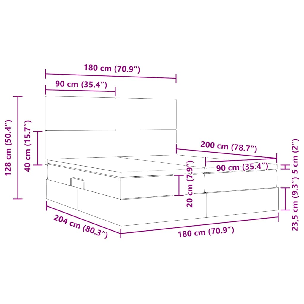 Krevet s od storage Sivo-smeđa 180 x 200 cm Lažna koža