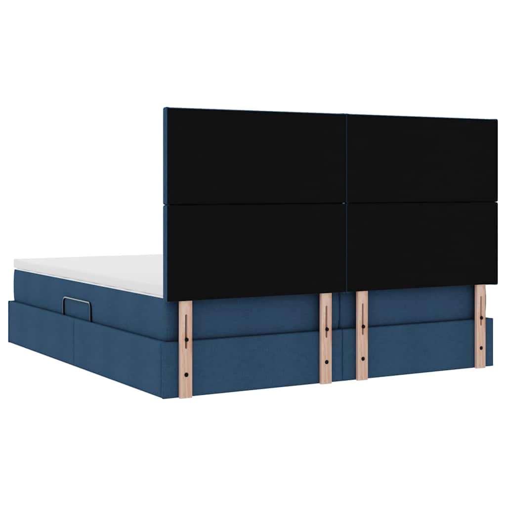 Krevet s od storage s uzglavljem Plava 200 x 200 cm Lažna koža