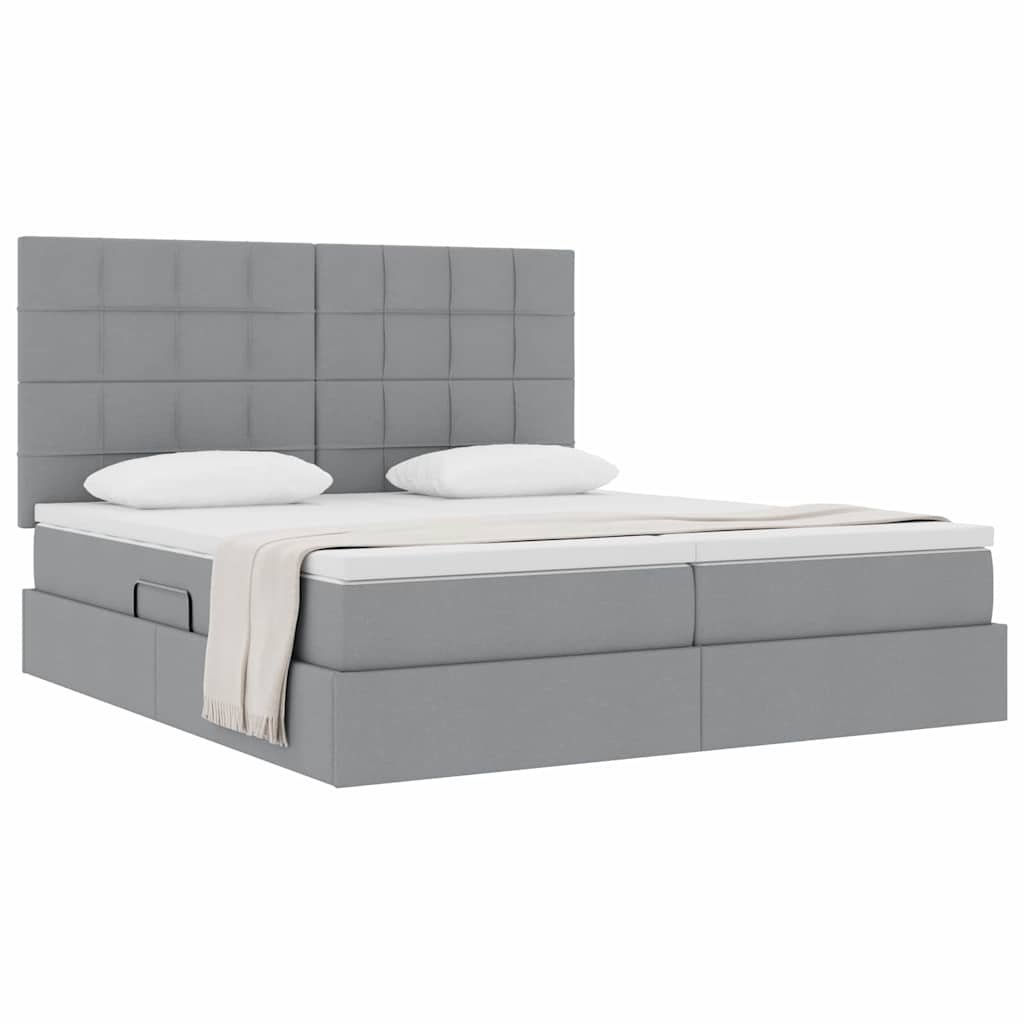 Krevet s od storage Svijetlo siva 180 x 200 cm Lažna koža