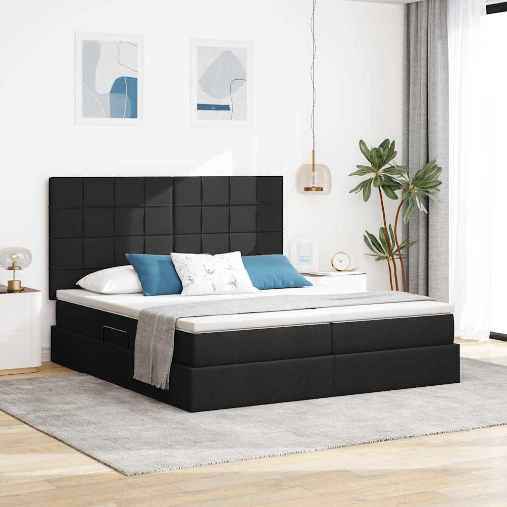 Krevet s od storage s madracem Crna 180 x 200 cm Lažna koža