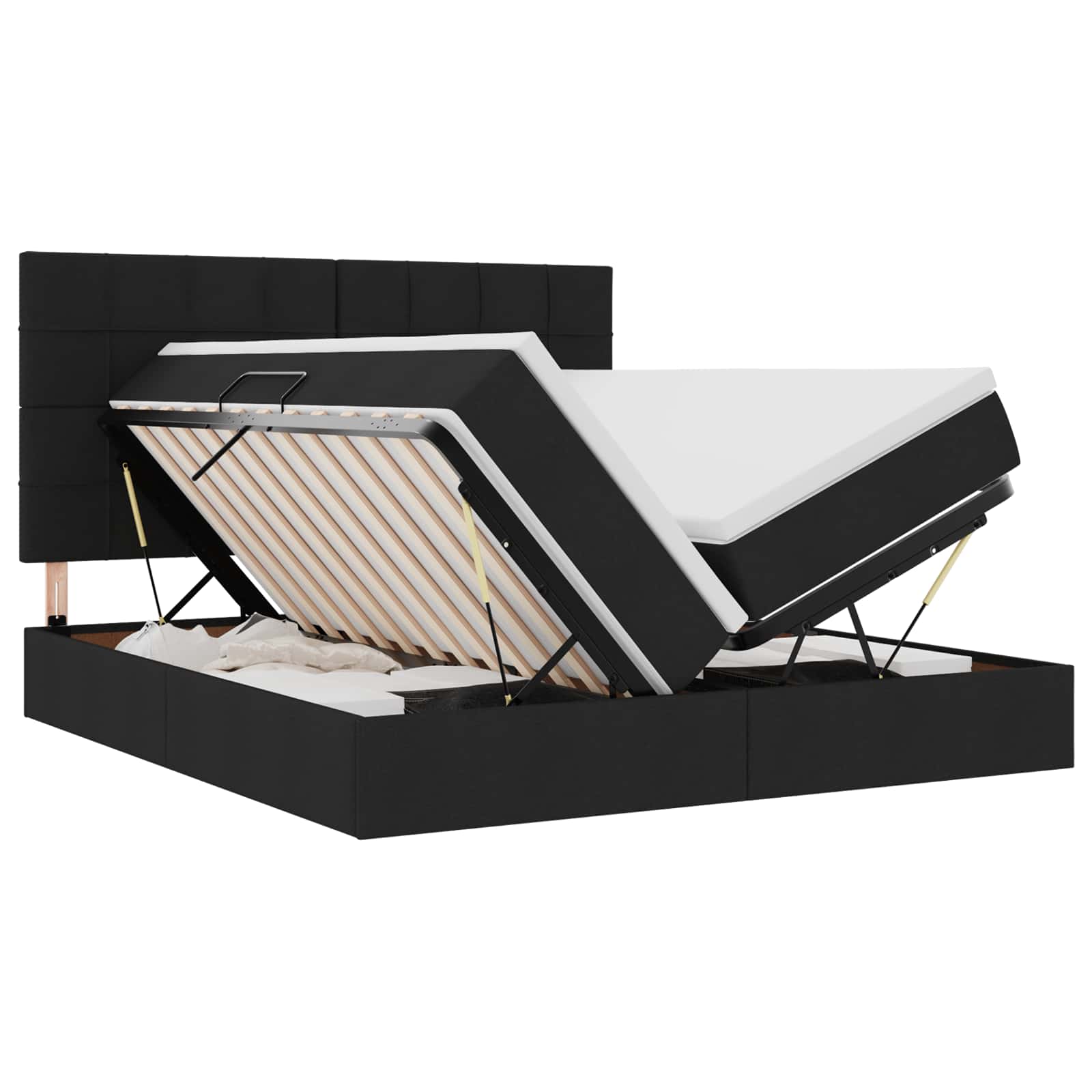 Krevet s od storage s madracem Crna 180 x 200 cm Lažna koža