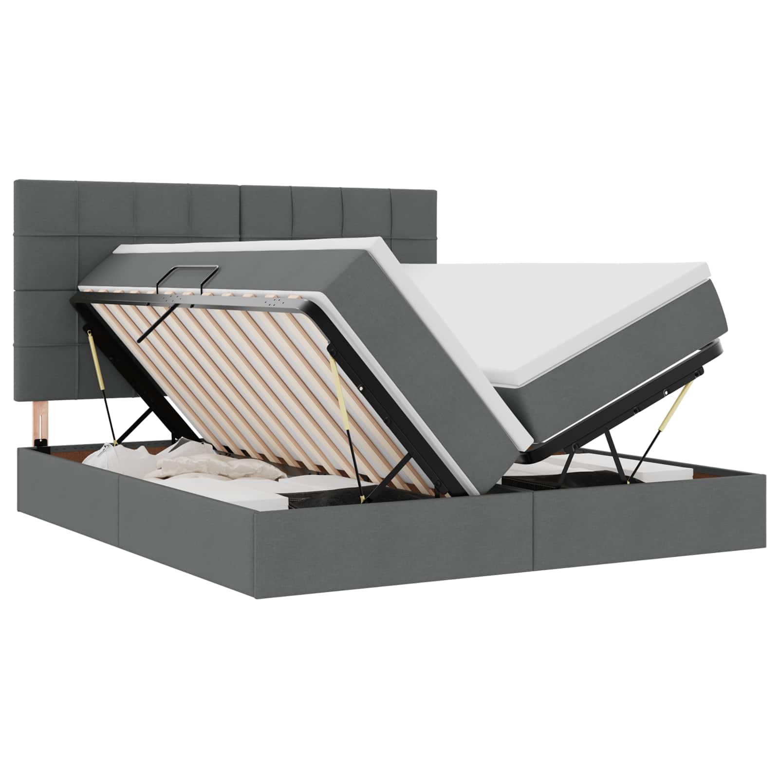 Krevet s od storage Tamno siva 200 x 200 cm Lažna koža