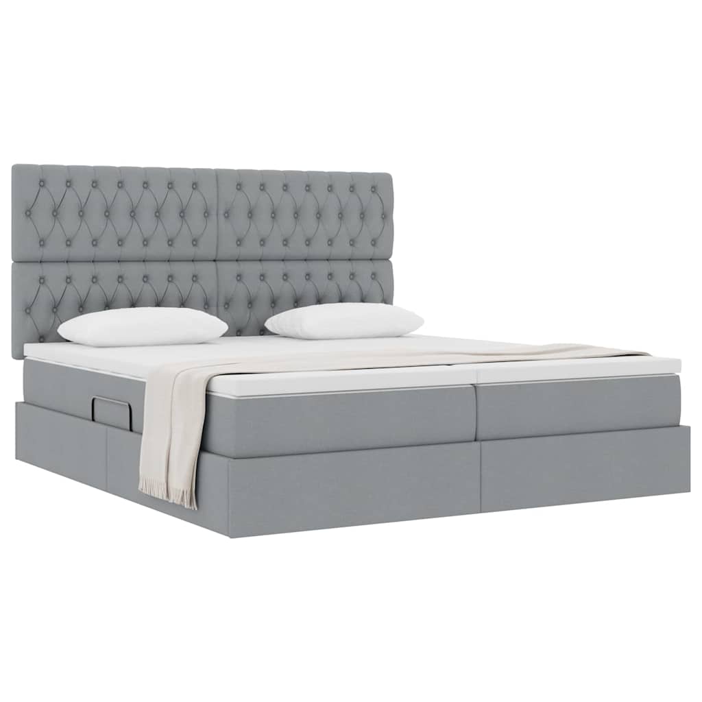 Krevet s od storage Svijetlo siva 180 x 200 cm Lažna koža