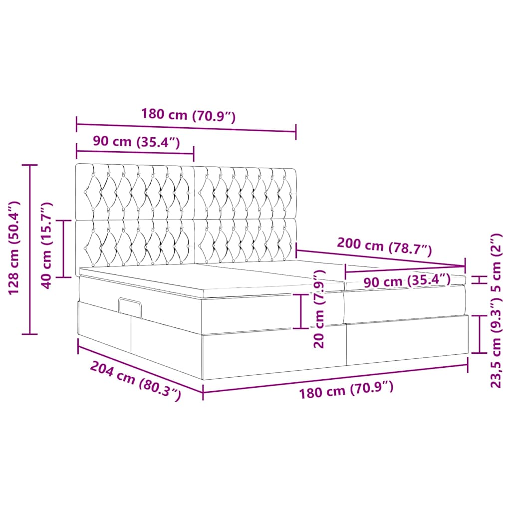 Krevet s od storage s uzglavljem Tamnosiva 180 x 200 cm Tkanina