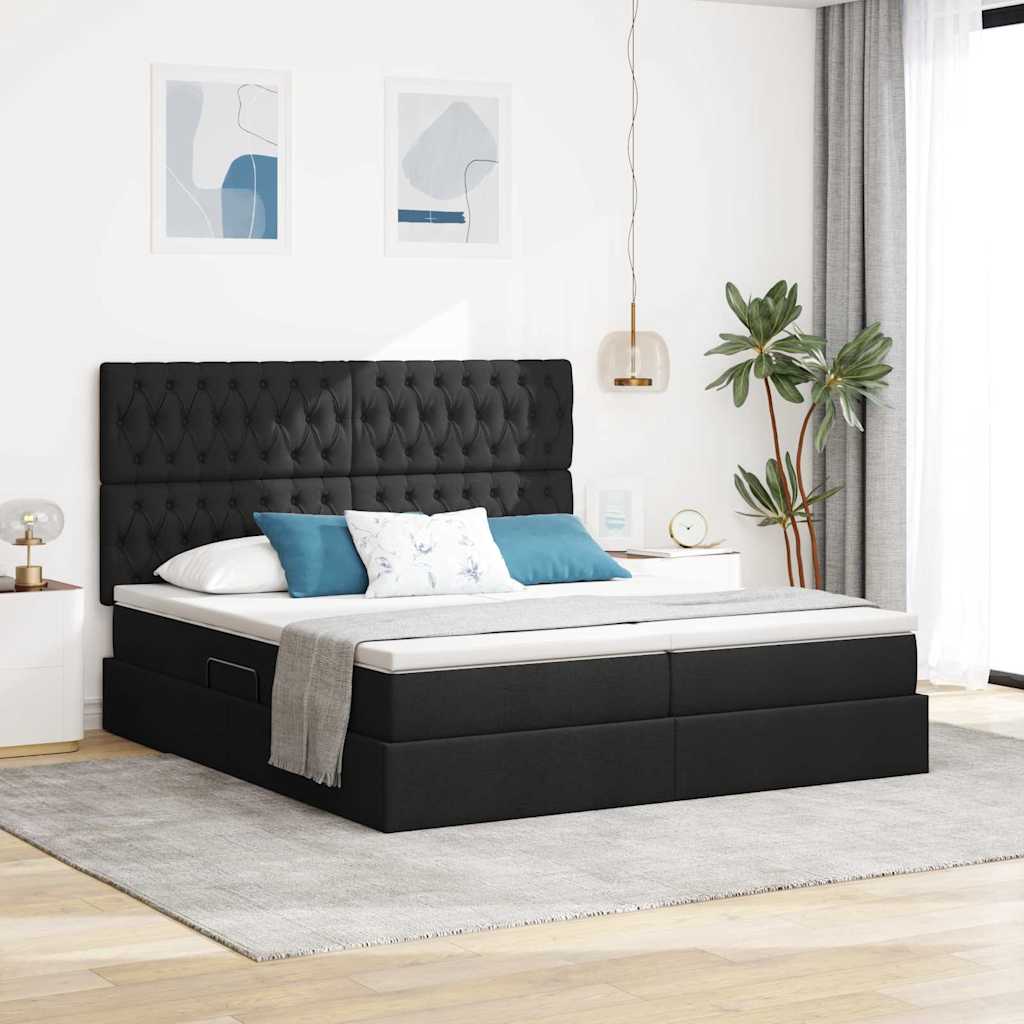 Krevet s od storage s madracem Crna 180 x 200 cm Lažna koža