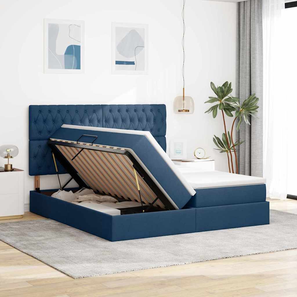 Krevet s od storage s madracem Plava 180 x 200 cm Lažna koža