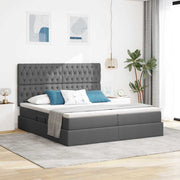 Krevet s od storage s uzglavljem Tamnosiva 200 x 200 cm Tkanina