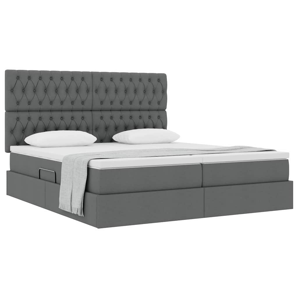 Krevet s od storage s uzglavljem Tamnosiva 200 x 200 cm Tkanina